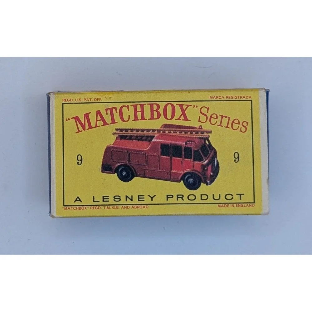 Vintage Matchbox Series 9 Fire Truck Lesney Diecast Red Made in England with Box